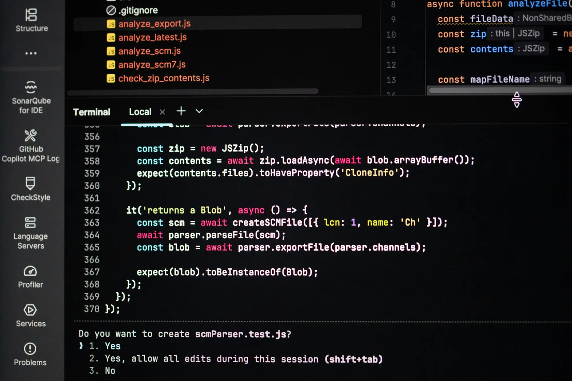 Code open in an editor on a dark screen